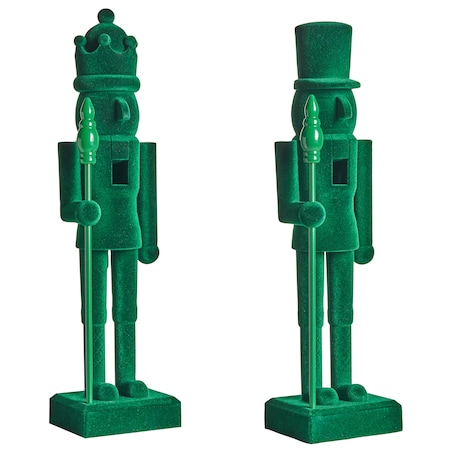 Zestaw 2 figurek dekoracyjnych FLATEY Dziadek do orzechów 40 cm Zielony