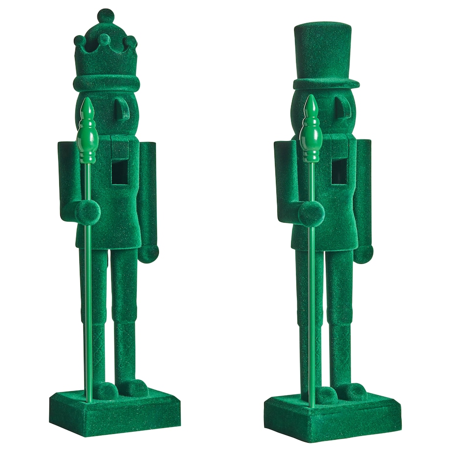 Zestaw 2 figurek dekoracyjnych FLATEY Dziadek do orzechów 40 cm Zielony