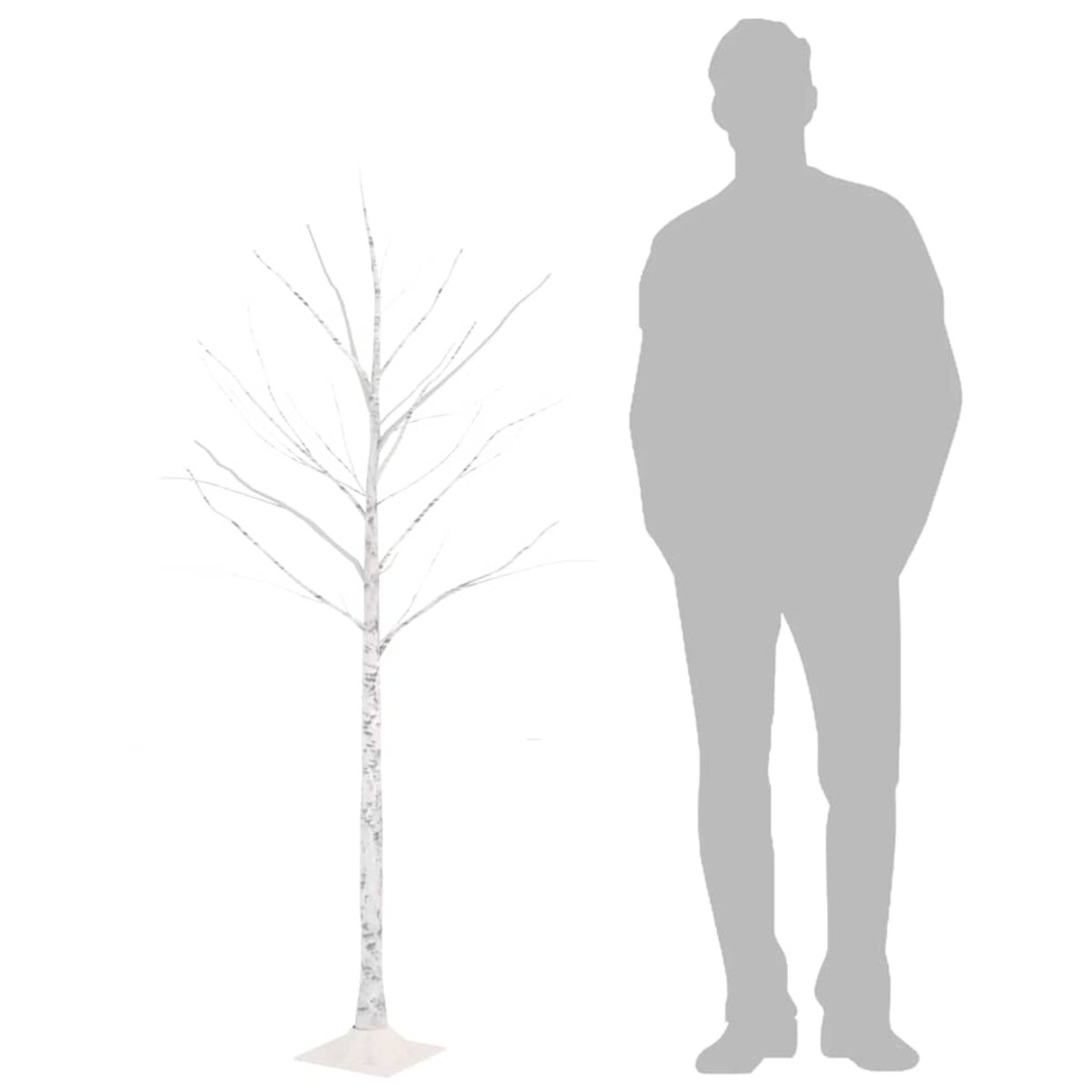 vidaXL Brzoza z oświetleniem, 72 ciepłe białe LED, 150 cm