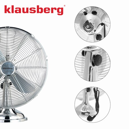 Wentylator biurkowy wiatrak stojący srebrny 40cm 50W KLAUSBERG