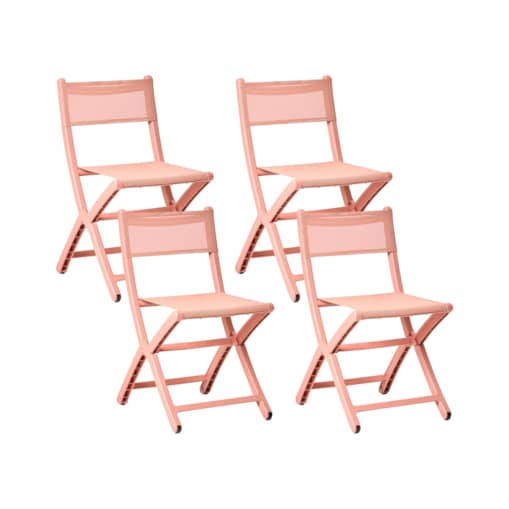 Zestaw 4 krzeseł ogrodowych TALCA Składane Koralowy
