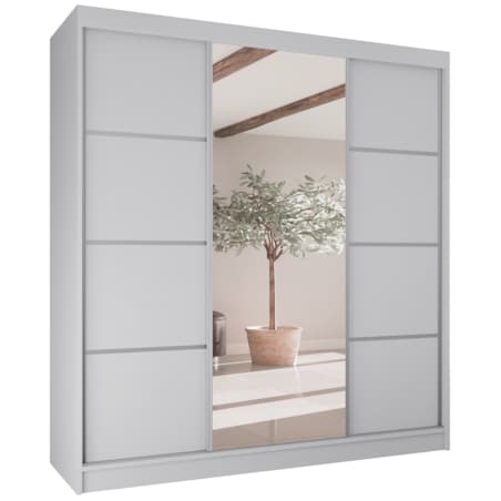 Szafa przesuwna Filo V200 z lustrem, szprosy na frontach- biała