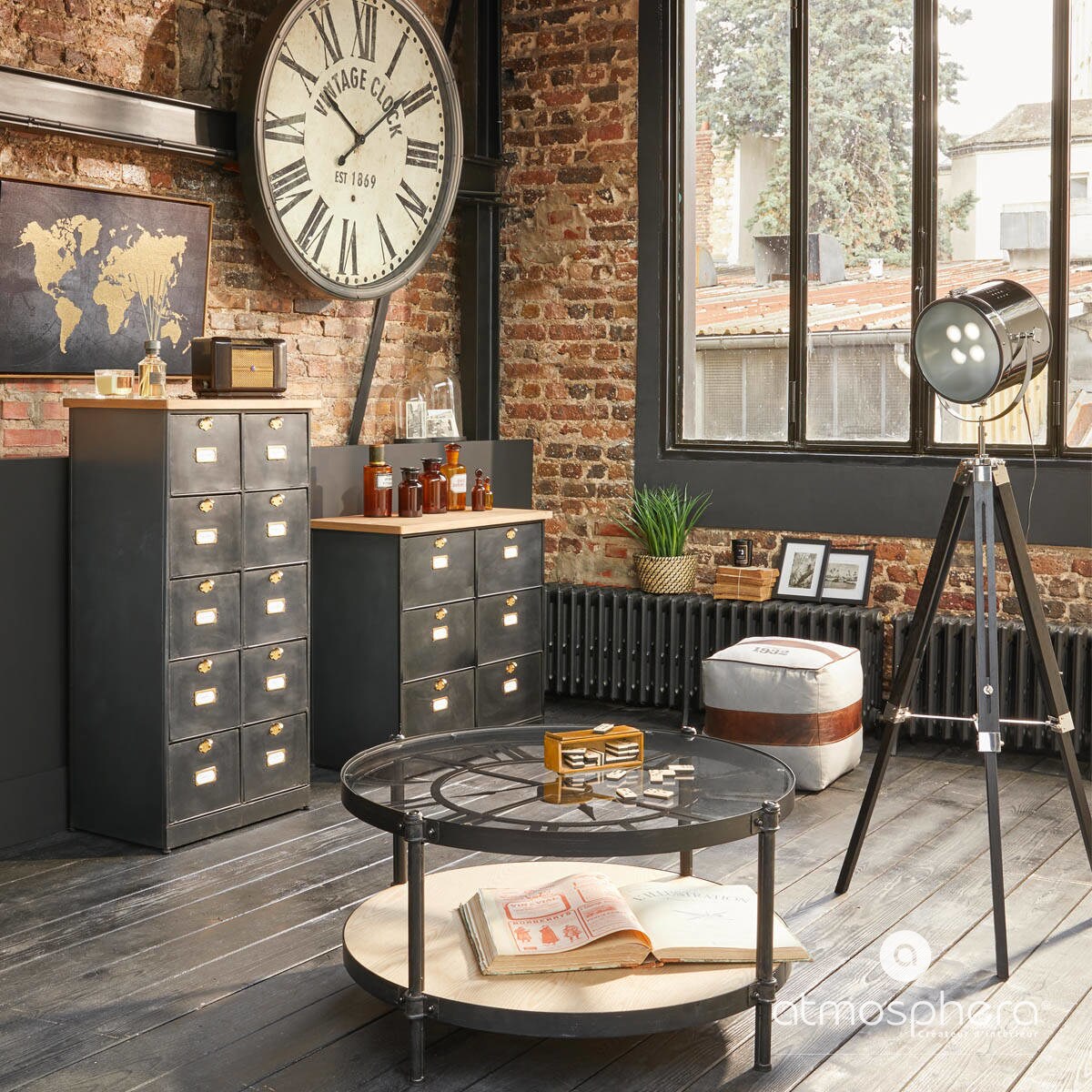 Mapa świata ścienna, dekoracja wisząca na ścianę, płótno w ramce, 58 x 88 cm