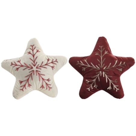 Poduszka świąteczna 37x35x8 cm GWIAZDA Pięcioramienna biała