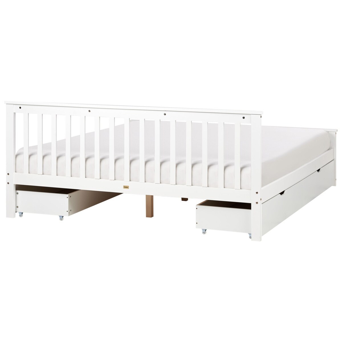 Łóżko ze schowkiem OLENDON 180 x 200 cm Z miejscem do przechowywania Drewno Biały