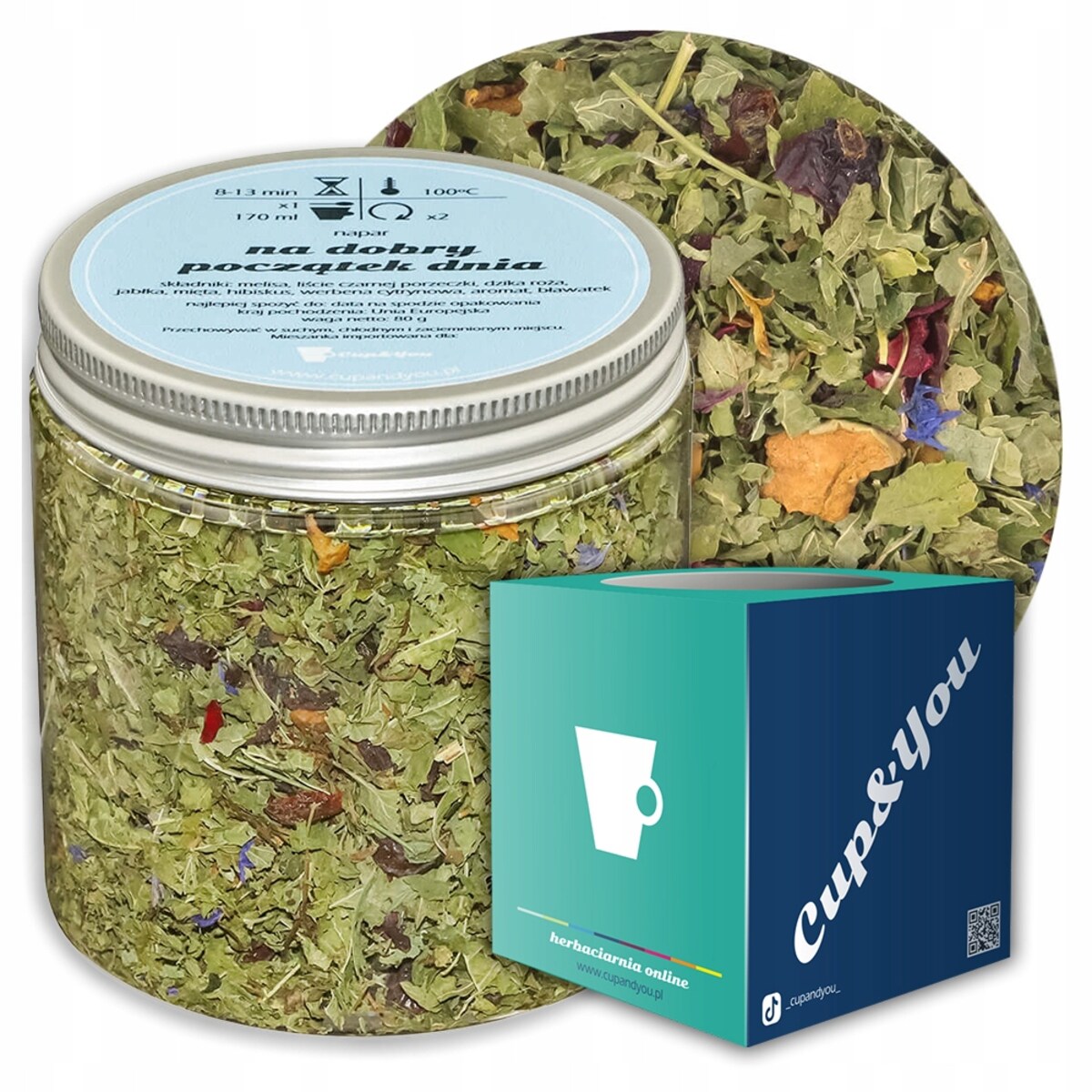 HERBATA ziołowa NA DOBRY POCZĄTEK DNIA o smaku brzoskwini mango pomarańczy - herbata liściasta sypana mieszanka napar susz - gotowa na prezent upominek