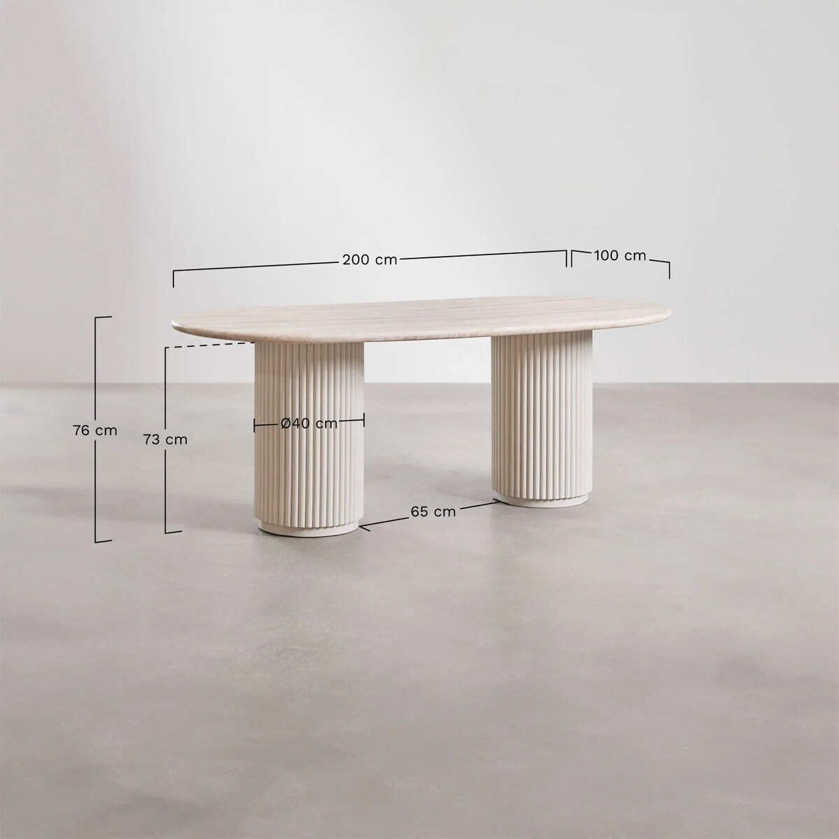 Owalny stół jadalniany 200x100 cm z trawertynu i drewna mango Norma