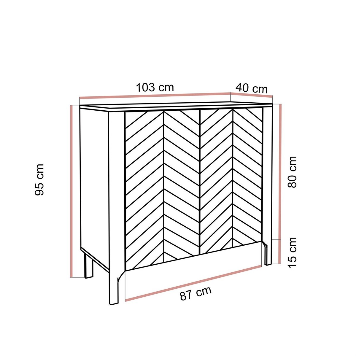 Dwudrzwiowa komoda LUMI 103 cm, czarna