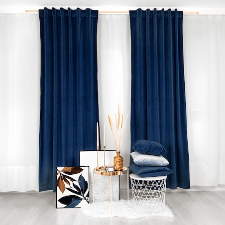 Granatowa zasłona Werona z weluru 140x260 cm