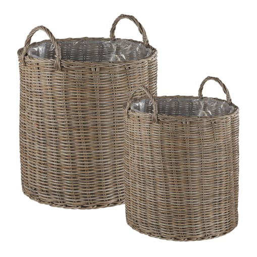 Zestaw 2 koszy na kwiaty BITOLA 40/48 cm Technorattan Brązowy