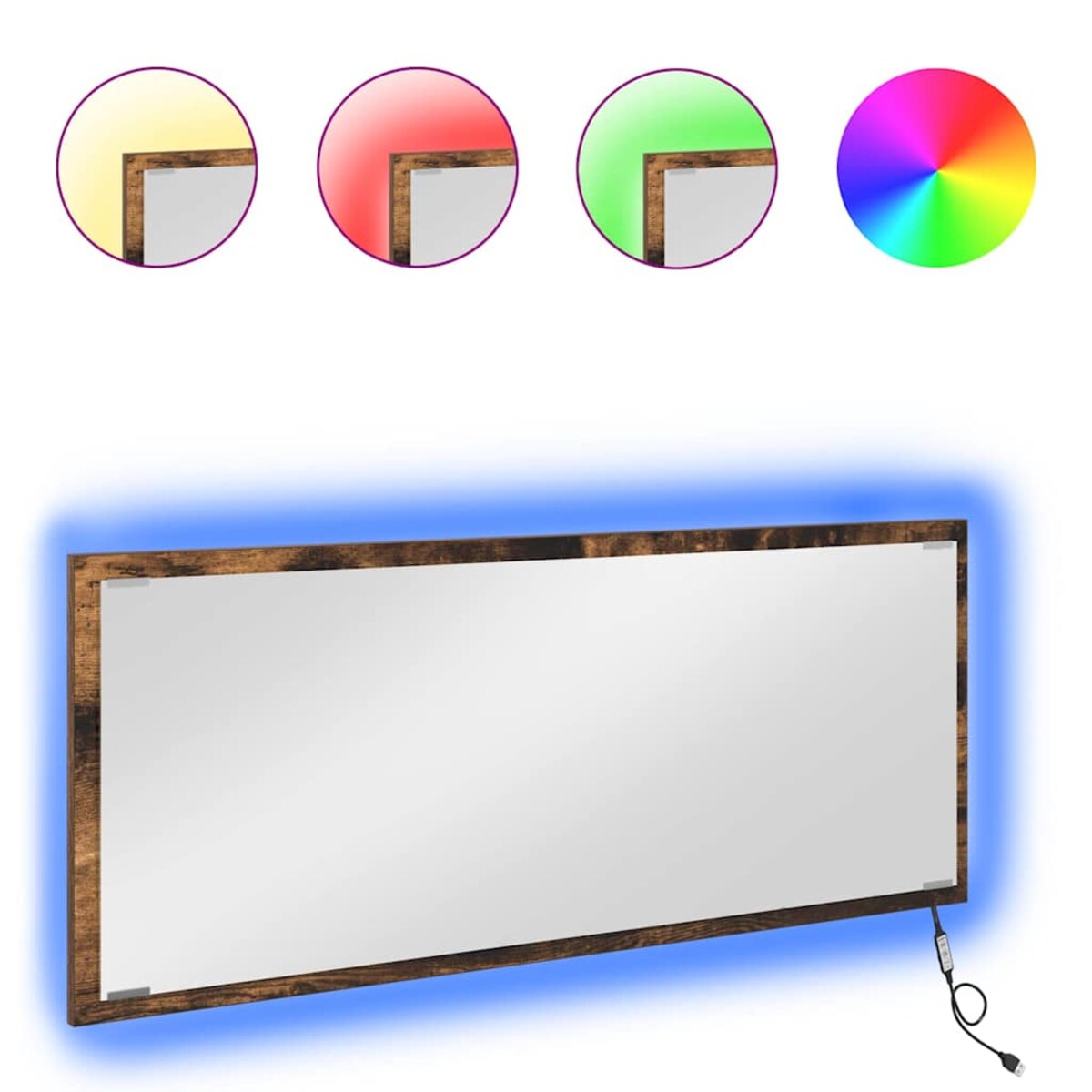 vidaXL Lustro Wędzony dąb 90 x 8.5 x 37 cm Materiał drewnopochodny