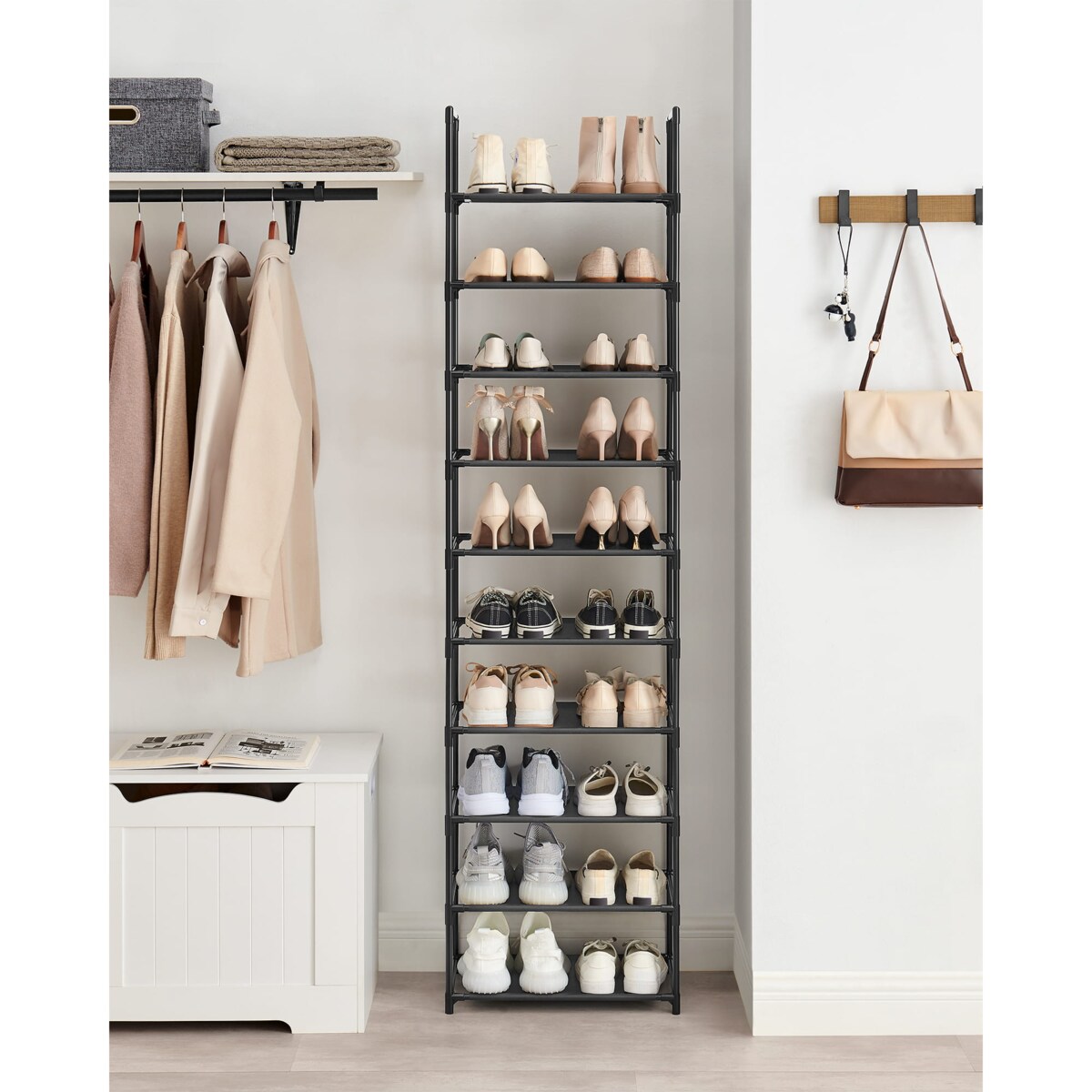 Regał Na Buty 45X28X173 Cm Czarny