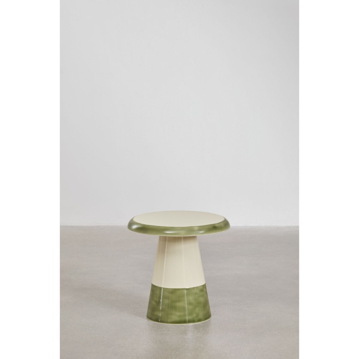 Stolik pomocniczy metalowy biało-zielony, Marcela, Ø40 cm