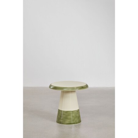 Stolik pomocniczy metalowy biało-zielony, Marcela, Ø40 cm