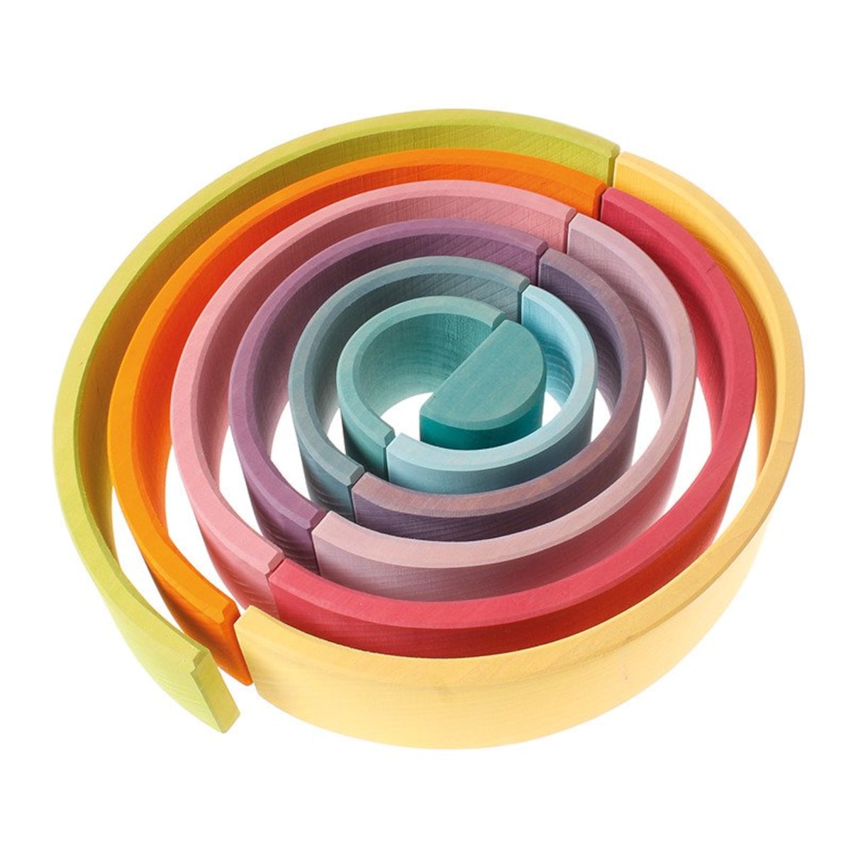 Tęcza Grimm's 12-elementowa - drewniane klocki pastelowe 3+