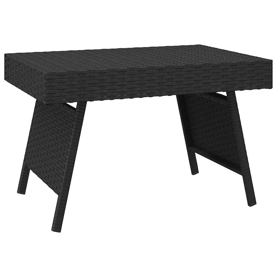 vidaXL Składany stolik boczny, czarny, 60x40x38 cm, polirattan