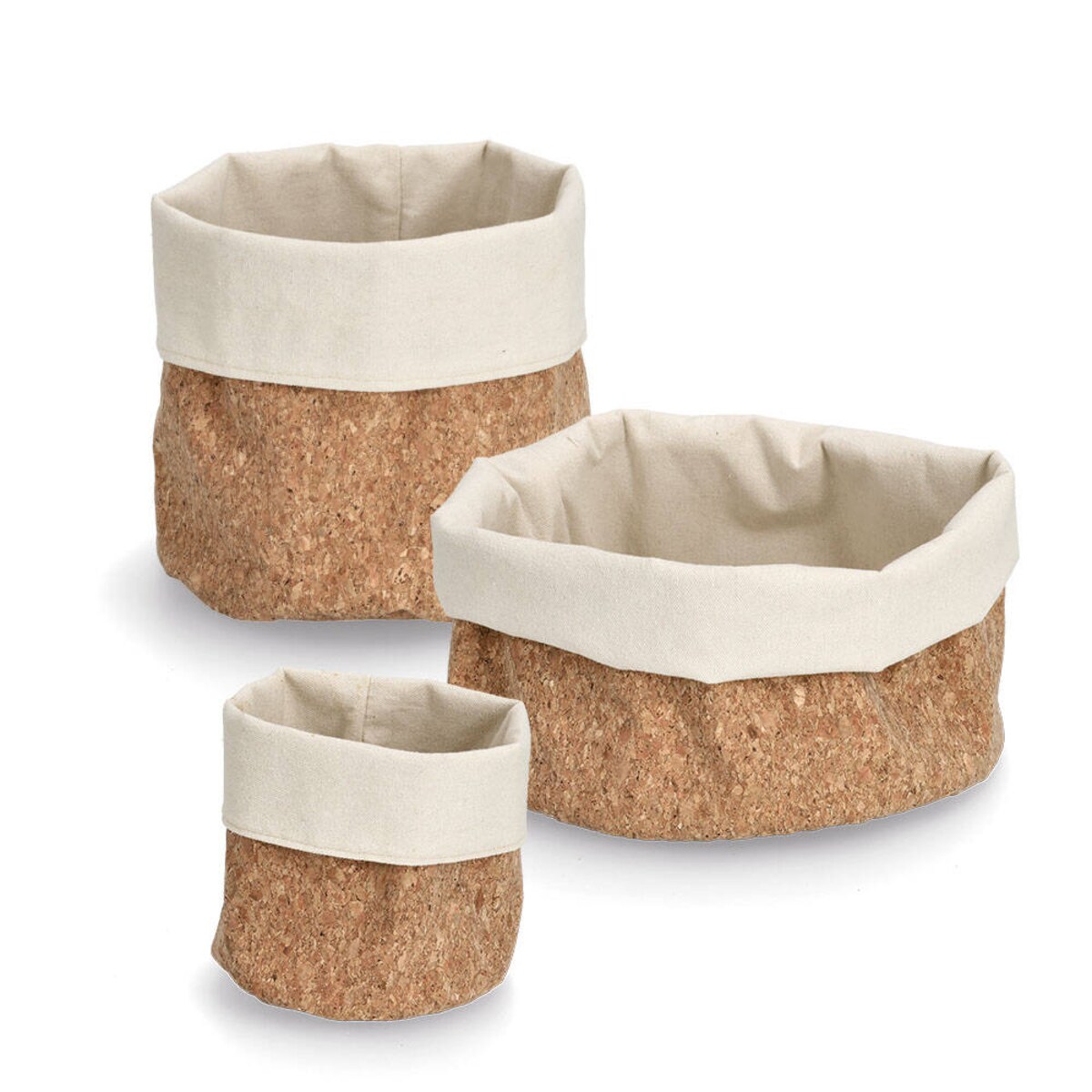 Koszyk do przechowywania z korka i bawełny, Ø 25 x 20 cm