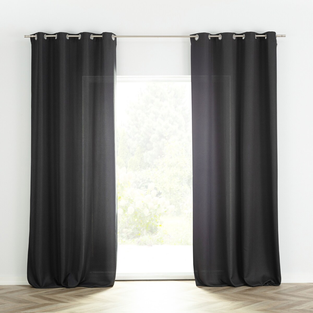 Zasłona BASIC na kółkach 140x280cm antracytowy 1 szt. 140x280 szary-czarny