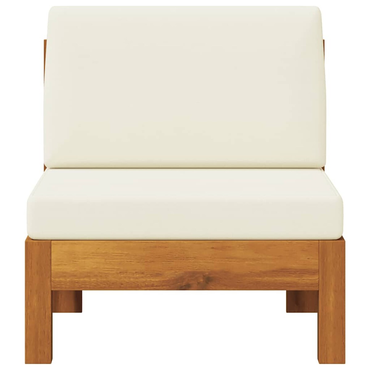 vidaXL Moduł sofy środkowej, kremowe poduszki, lite drewno akacjowe
