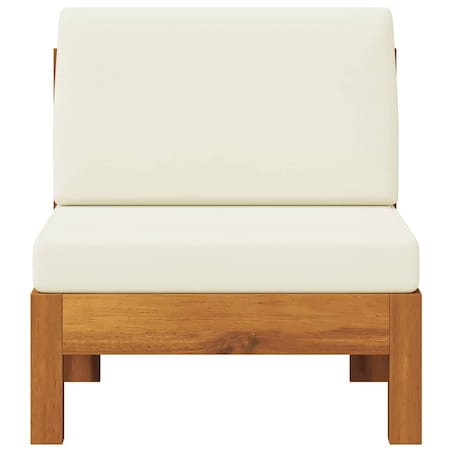 vidaXL Moduł sofy środkowej, kremowe poduszki, lite drewno akacjowe