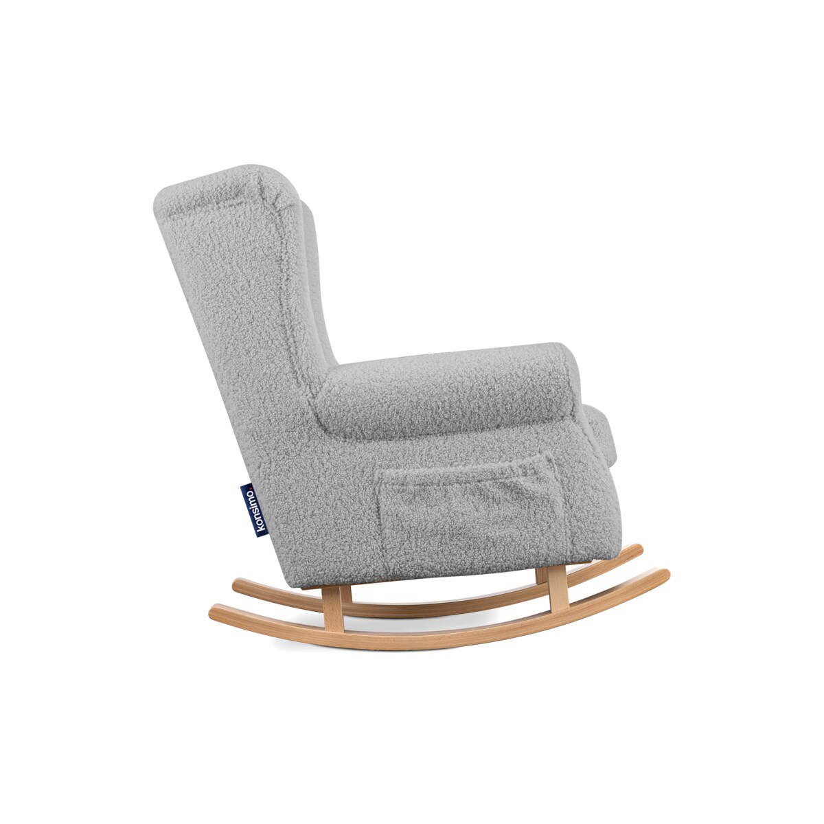 KONSIMO TULES Fotel bujany z torbą wykonany z szarej tkaniny jagnięcej