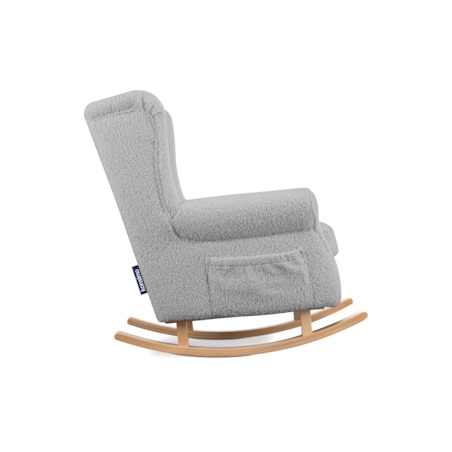 KONSIMO TULES Fotel bujany z torbą wykonany z szarej tkaniny jagnięcej