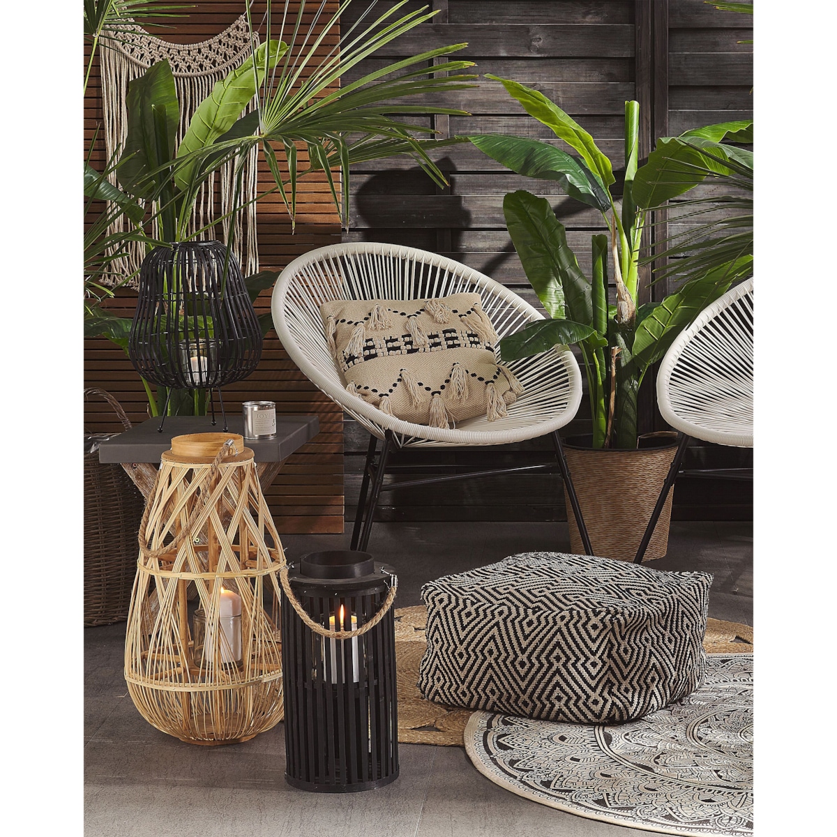 Lampion drewniany 56 cm naturalny TONGA