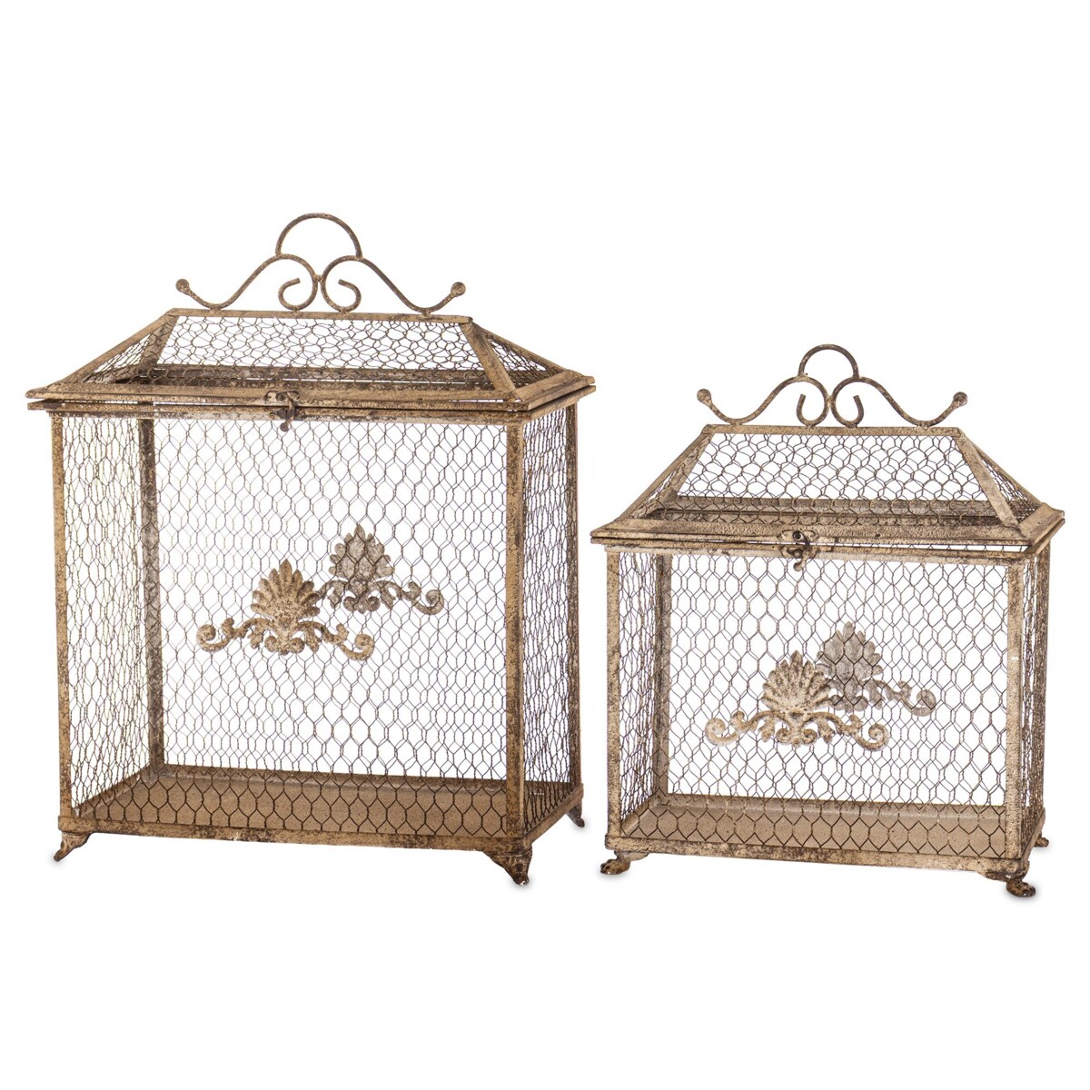 Klatki dekoracyjne metalowe 2 szt. 54x41x26 i 40x35x21 cm KAGOJ-2 ozdoba