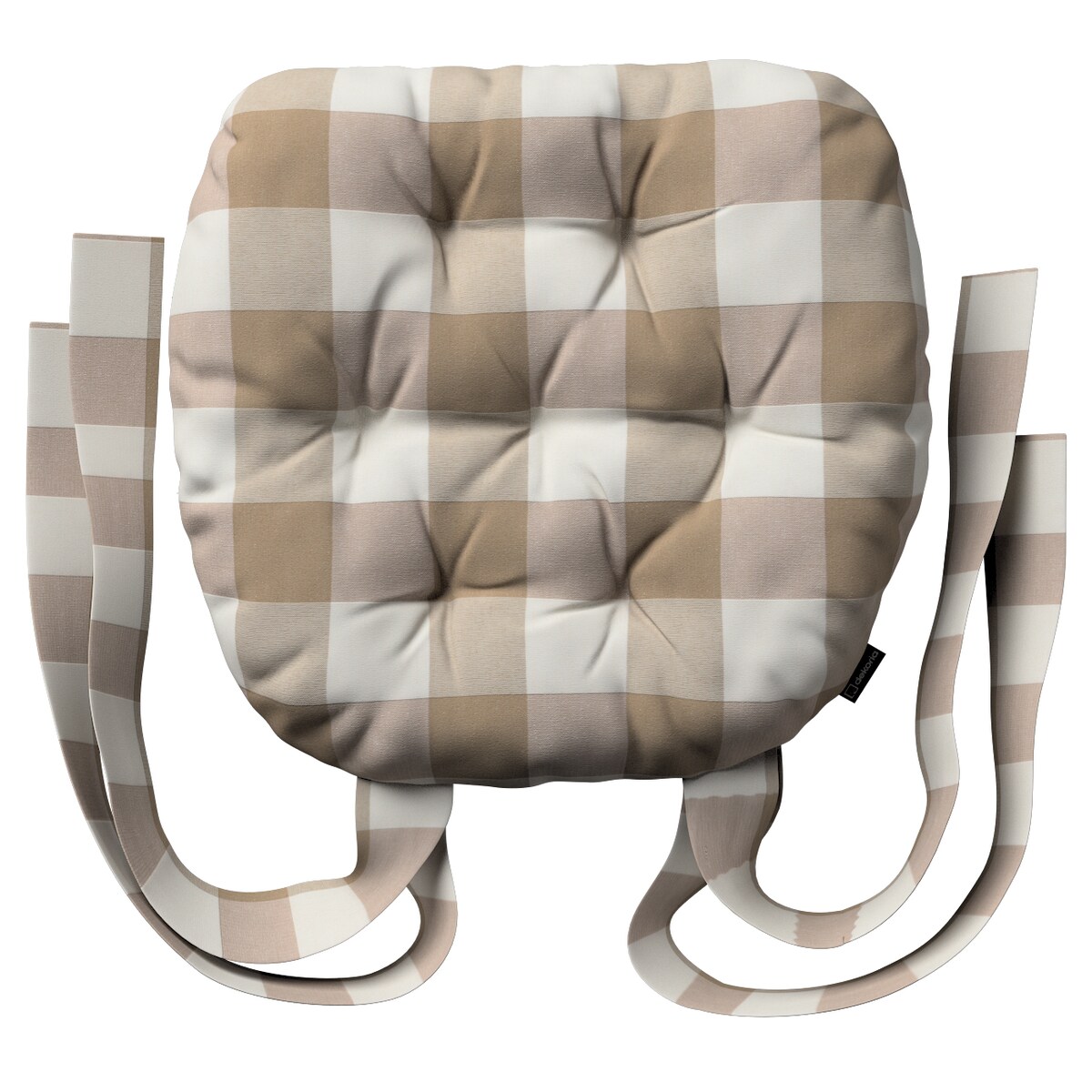 Poduszka na krzesło Marcin, beżowo-biała krata (5,5x5,5cm), 40 x 37 x 8 cm, Quadro