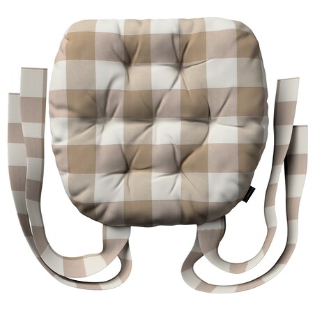 Poduszka na krzesło Marcin, beżowo-biała krata (5,5x5,5cm), 40 x 37 x 8 cm, Quadro