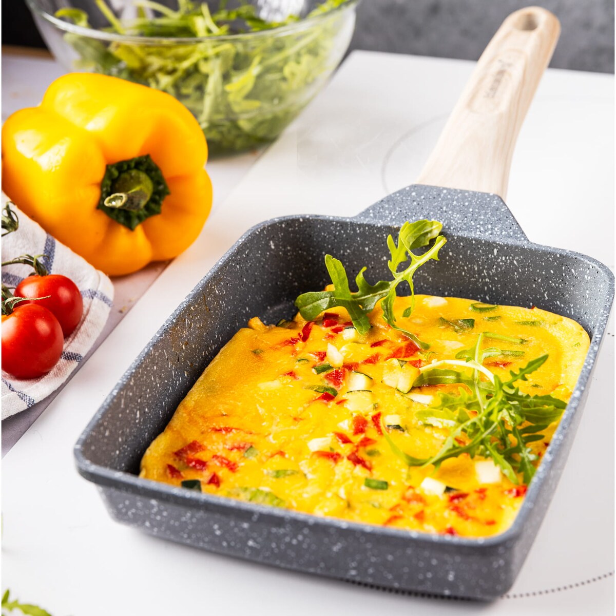 Patelnia tradycyjna marmurkowa prostokątna głęboka 18x14cm SZARA KLAUSBERG