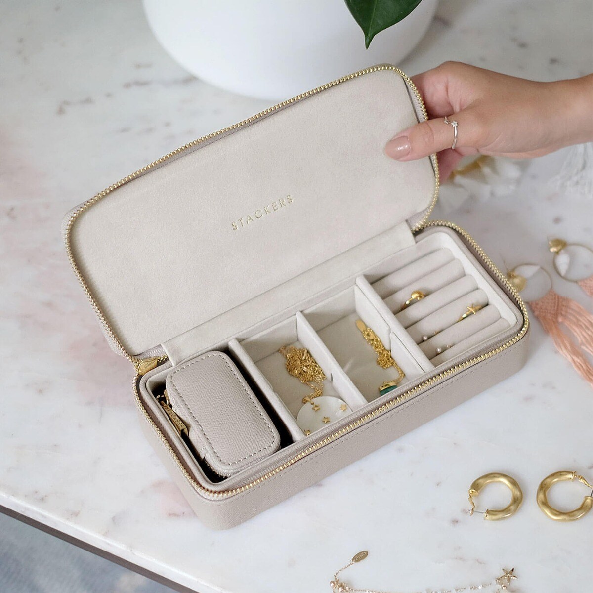 Pudełko podróżne na biżuterię Travel Large Stackers taupe