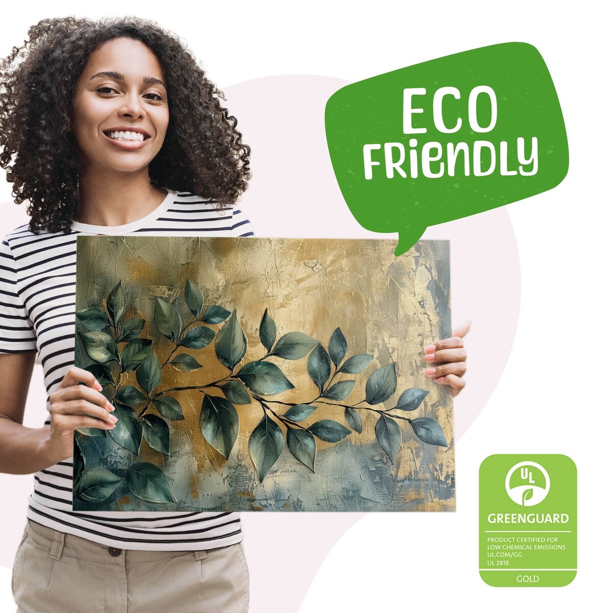 Obraz Canvas Do Salonu Liście Gałązki Elementy Złota Styl Glamour 70x50cm