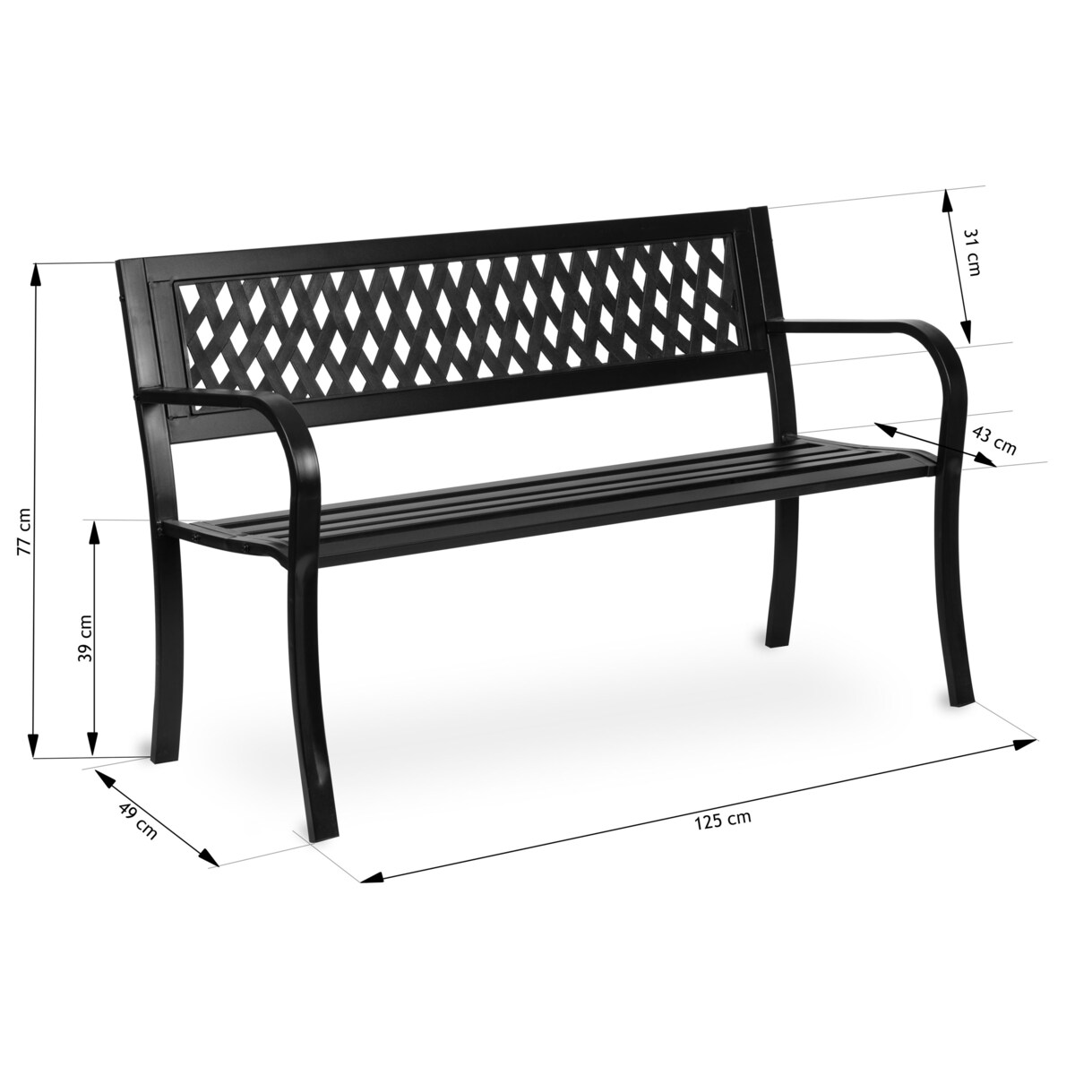 Ławka ogrodowa z oparciem metalowa czarna Sofotel Clover