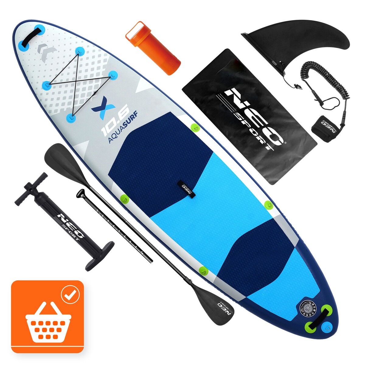 Deska SUP do pływania Neo-Sport stand up paddle Aquasurf 320cm pompowana zestaw