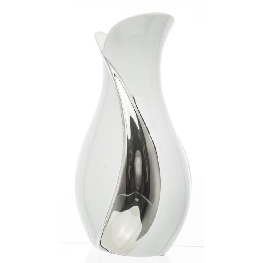 Wazon ceramiczny 30x12,5x15 cm BELO srebrno-biały