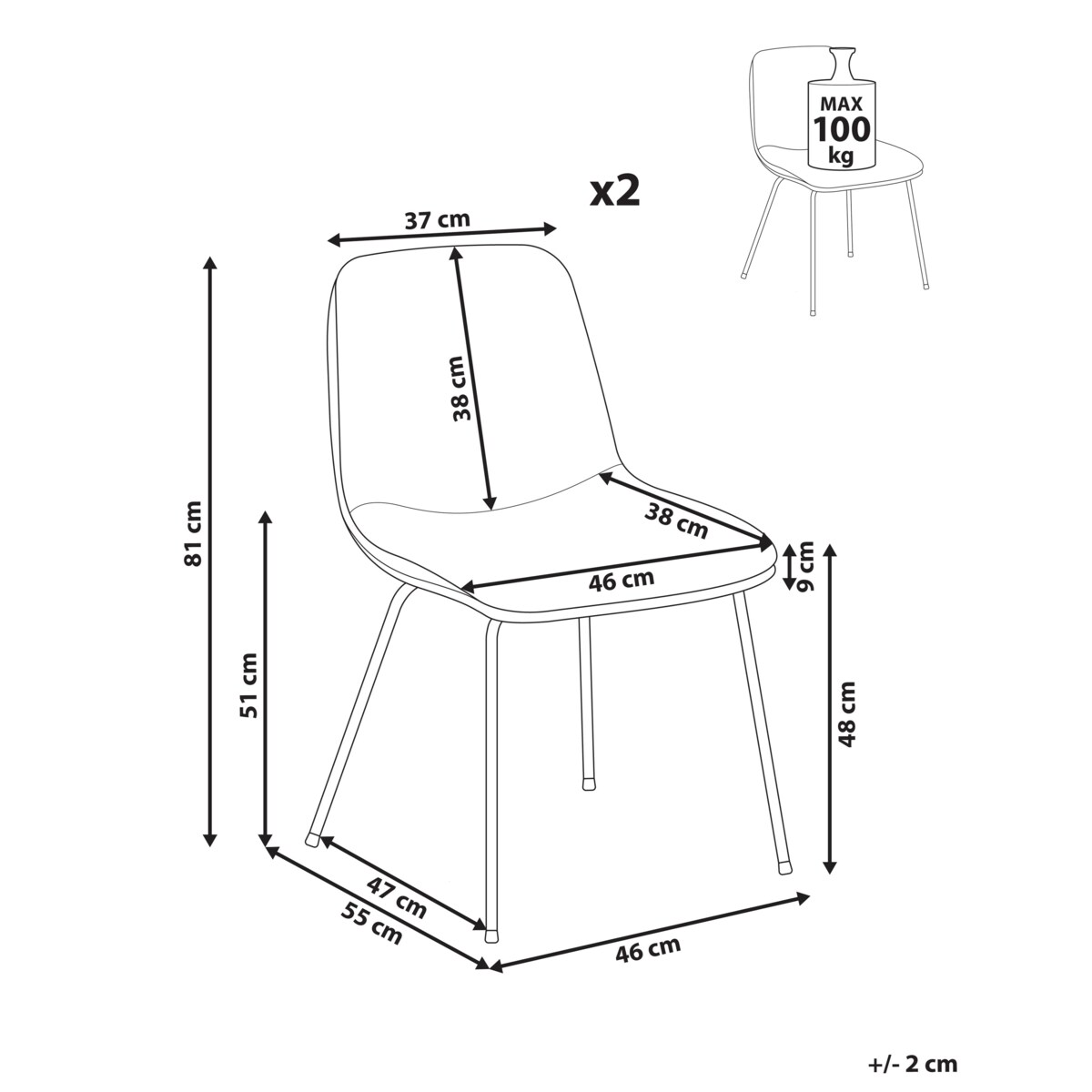 Zestaw 2 krzeseł do jadalni LORIDA Beżowy