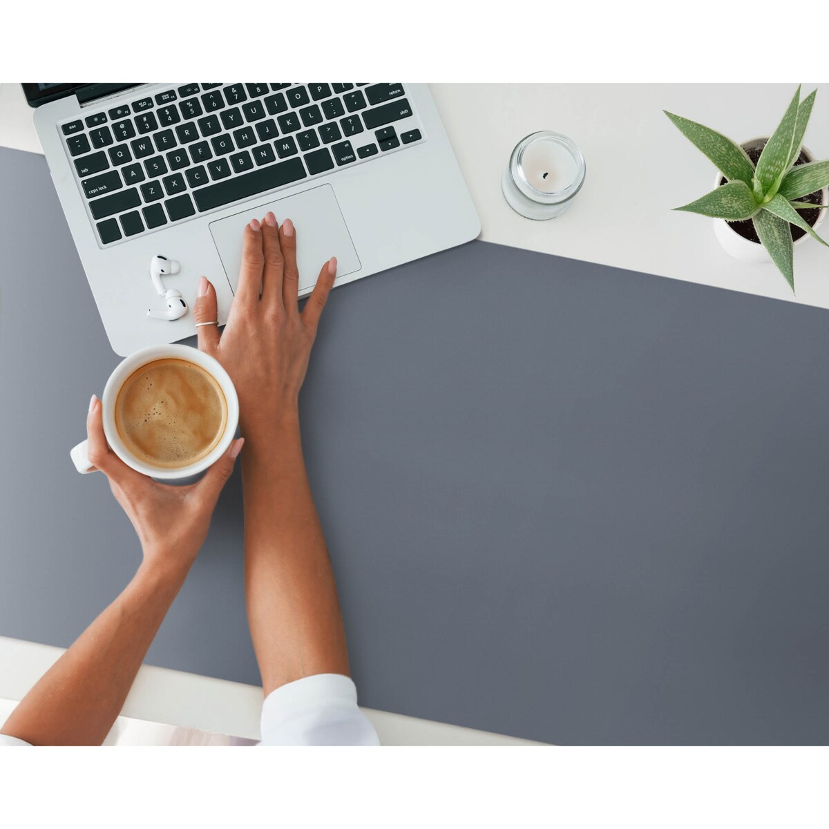 Szara mata na biurko Kolor Ciemnoniebieski, 120x60 cm