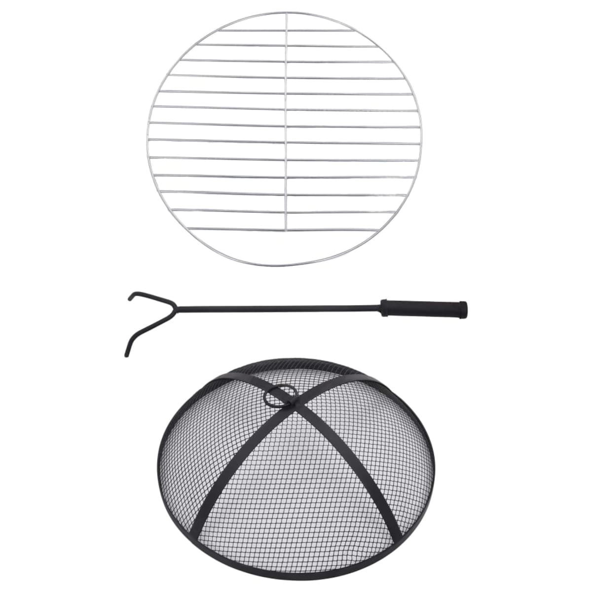 vidaXL Mozaikowe palenisko ze stolikiem, czarno-białe, 68 cm, ceramika