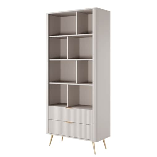 Regał do salonu LENA beżowy na złotych nóżkach