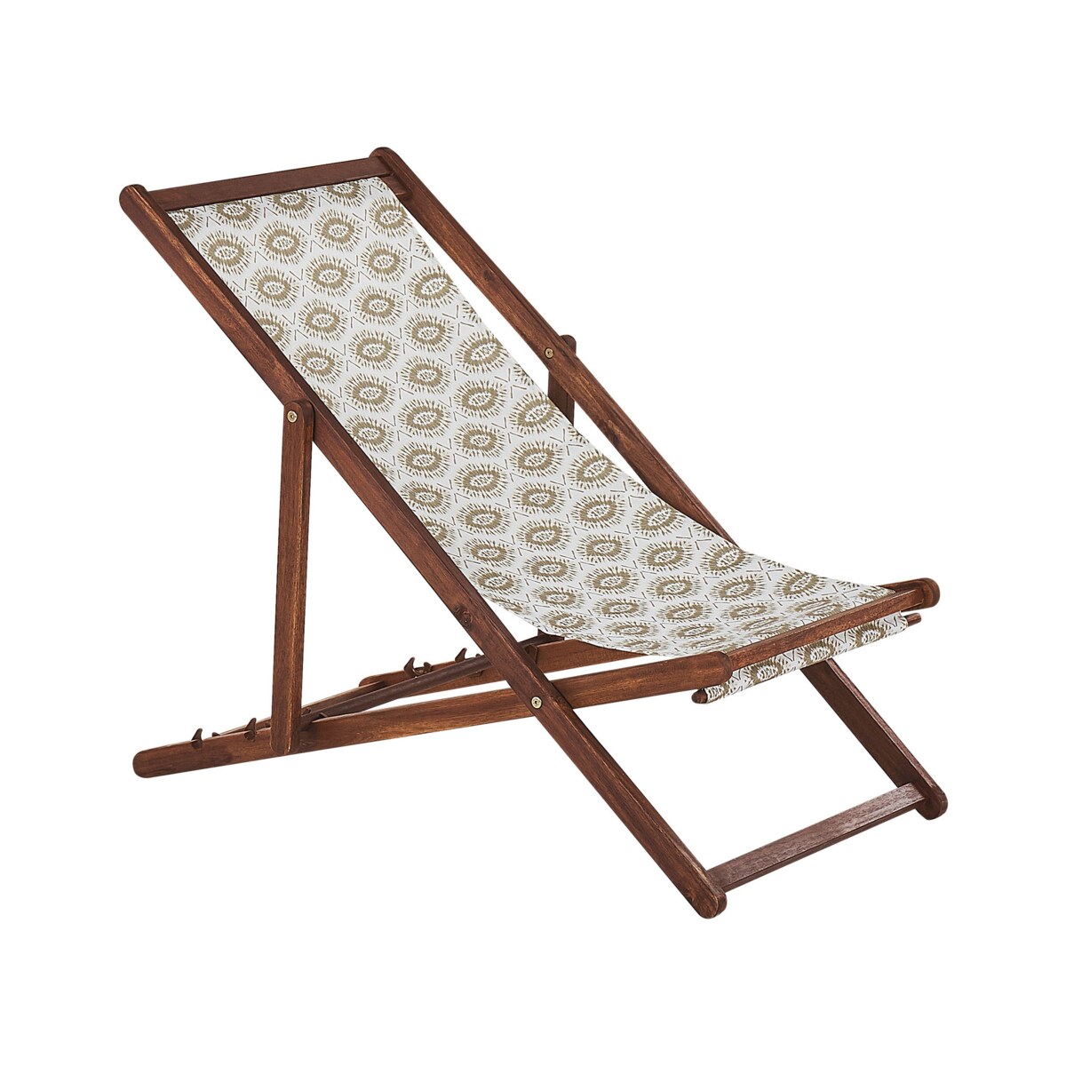 Zestaw 2 leżaków ogrodowych ciemne drewno akacjowe beżowy ANZIO