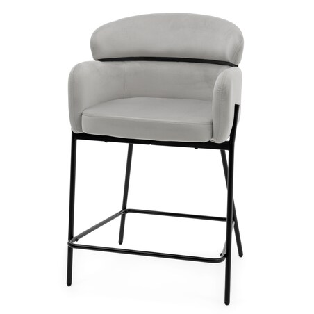 Hoker tapicerowany welurowy do salonu BOLZANO jasnoszary