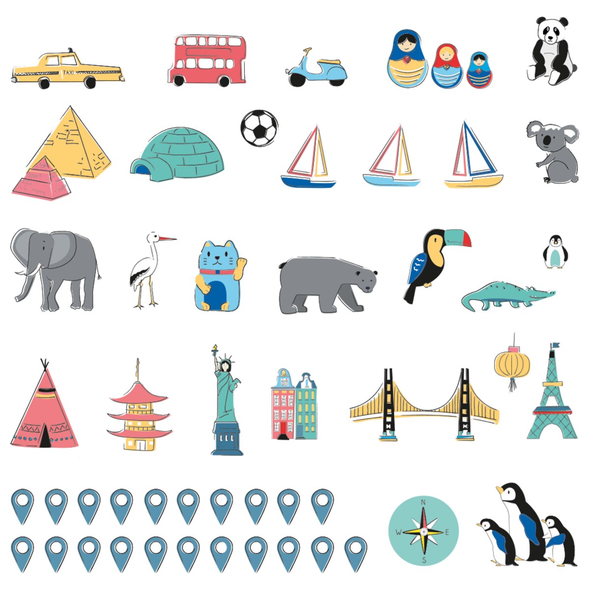 Naklejka na ścianę Mapa świata kolorowa L