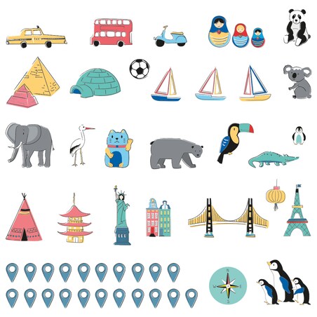 Naklejka na ścianę Mapa świata kolorowa L