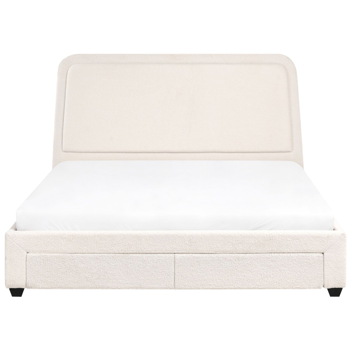 Łóżko z szufladami Boucle SARDENT 180 x 200 cm Złamana biel