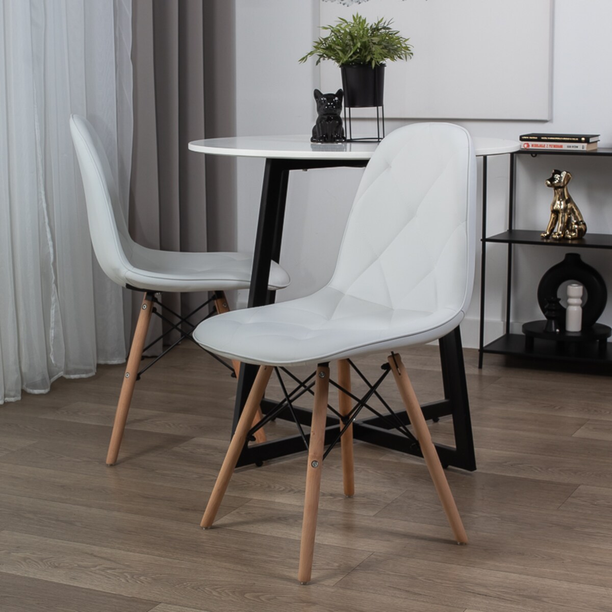 Krzesło tapicerowane z ekoskóry do salonu jadalni białe