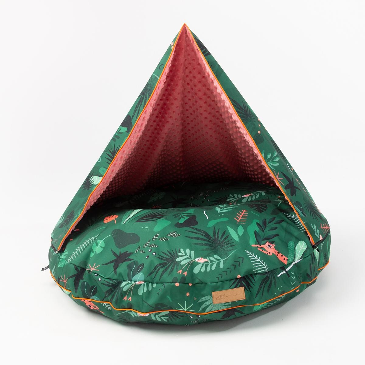 Legowisko okrągła poducha z kapturem "Welcome to the jungle" - Rozmiar: M