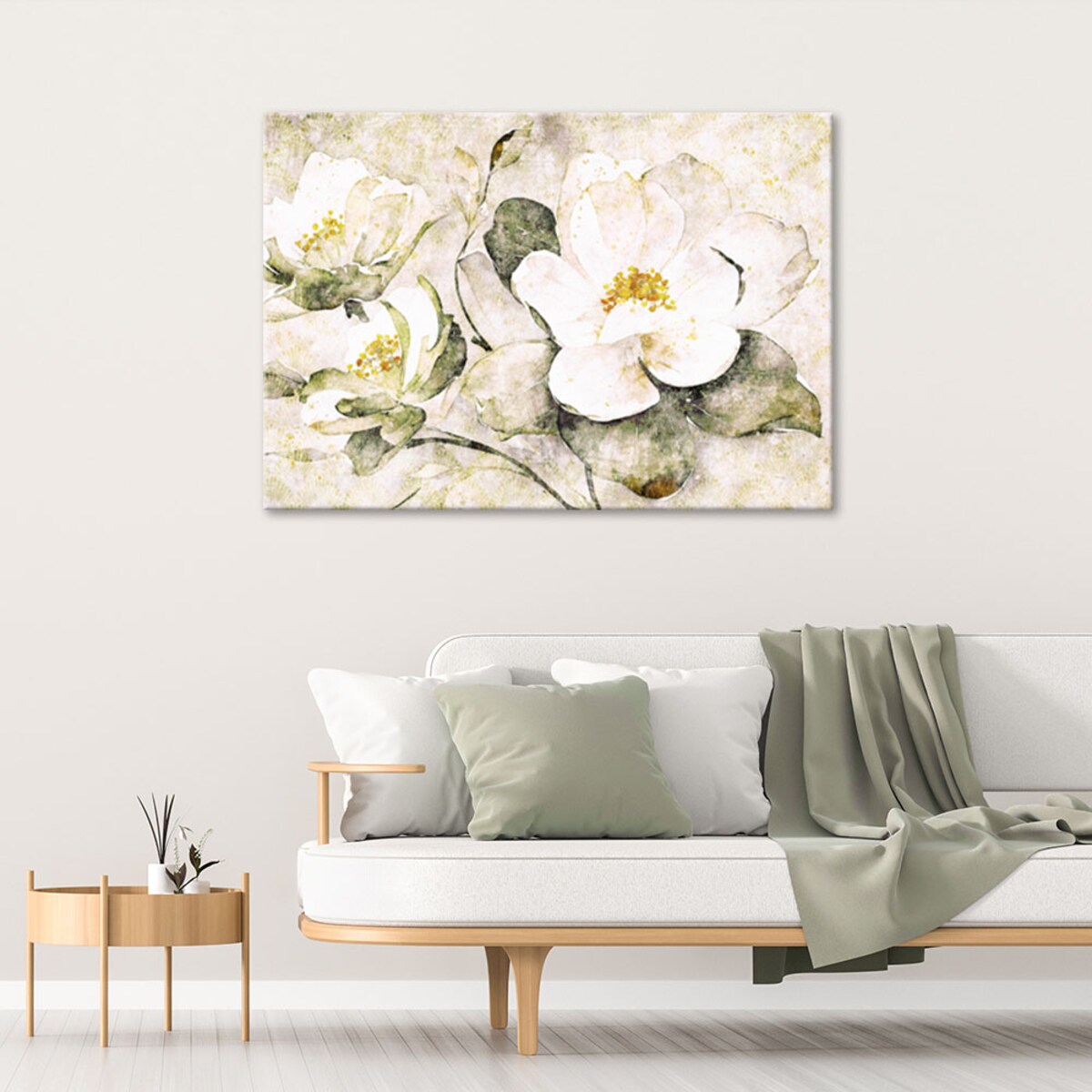 Feeby Obraz na płótnie, Białe kwiaty natura 120x80