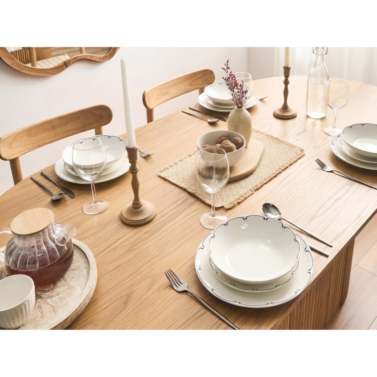 Zastawa stołowa 24-częściowa CHAROLI Porcelana Biały/ niebieski