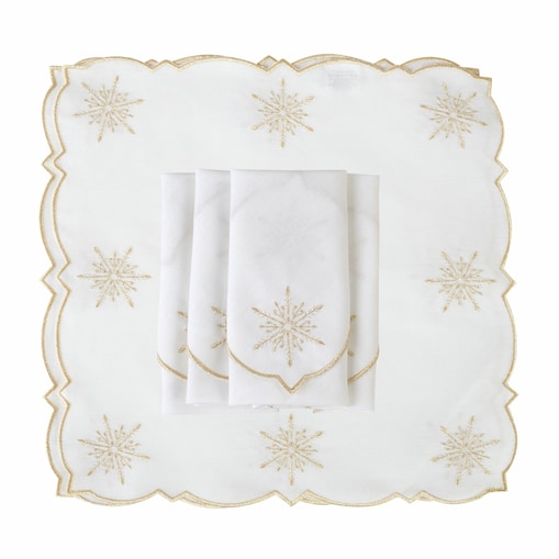 Haftowane serwetki Golden Stars - 6 sztuk